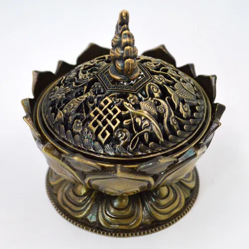 Miniatura 7 de Buddha Lotus Flower Zinc Aleación Metal Incienso Quemador Incienso Titular Incienso Incienso para palo/Cono/Pequeña Bobina Incienso Gris metálico