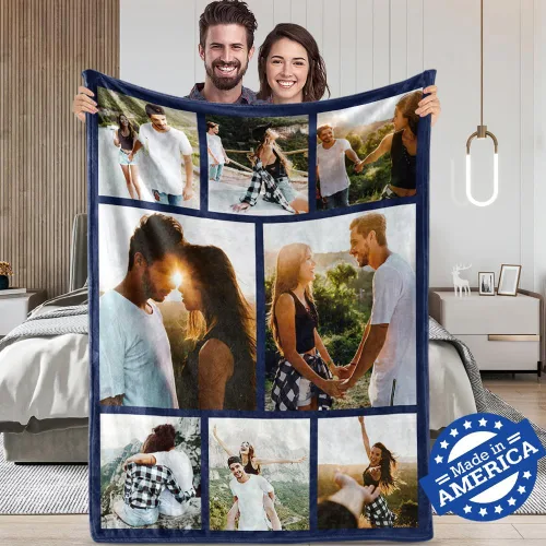 Miniatura 8 de TinyName Impreso en Estados Unidos, regalos personalizados con texto en inglés "I Love You" para novio, manta personalizada con fotos, manta