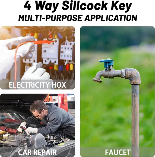 Miniatura 7 de Juego de llaves sillcock de 4 vías - 1/4", 9/32", 5/16", 11/32" llave de agua de sillcock de acero para válvula, grifo, gabinete de apertura y Plata