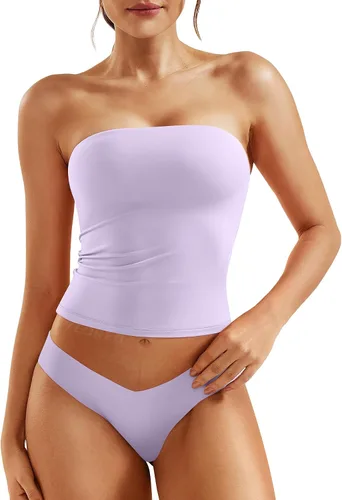 Miniatura 7 de YEOREO Sophie - Camiseta de tubo larga sexy para mujer, con doble forro, básica, Y2K, para verano, sin tirantes, ajustada, para salir