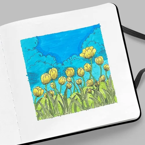Miniatura 7 de Mifuner Square 5x5 Bleedproof Marker Paper Pad,110 GSM Alcohol Ink Bristol Paper Sketchbook,Handmade Journal 88 Sheets (176 Pages) Markers Ink