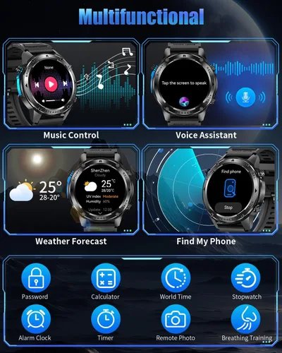 Miniatura 9 de Military Smart Watch for Men with GPS, 1.43" AMOLED Smart Watch with Bluetooth Call, 5ATM Waterproof, 170+ Sports Modes, 700mAh Heart Black