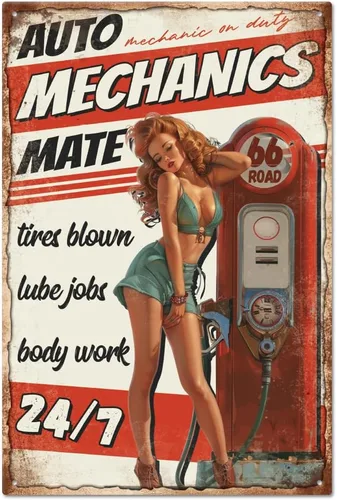 Miniatura 9 de GLOBLELAND Letrero Vintage de Dama Pin Up de Metal de Hojalata de 8×12 Pulgadas Letrero Retro Gracioso de Hojalata para Bar, Parrilla, Puerta