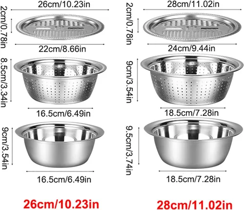 Miniatura 5 de Ralladores para cocina, cesta de drenaje de acero inoxidable de mano, cortador de verduras, 3 en 1, rallador de juliana multiusos para ensalada