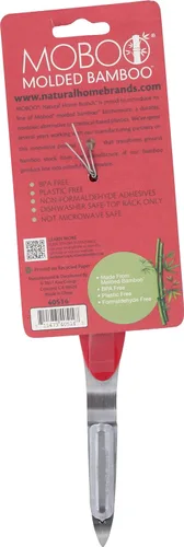 Miniatura 2 de Natural Home Pelador moldeado de bambú y acero inoxidable, rojo cereza