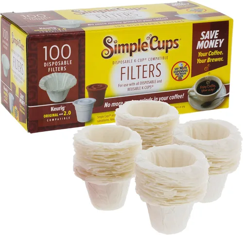 Filtros desechables de café de papel, 100 unidades, compatibles con máquinas Keurig, K-Cup y otras tazas K reutilizables para cafeteras de una sola