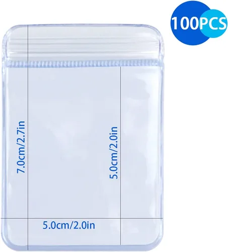 Miniatura 3 de DOERDO - 100 bolsas de plástico transparente de PVC para joyas, antioxidación, con cremallera, antideslustre, para embalaje, joyas, aretes, anillos