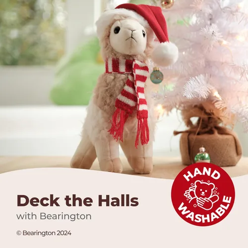 Miniatura 3 de Colección Bearington - Peluche festivo Fifi flamenco de Navidad rosa de 8.5" con calcetines lindos, bufanda y gorro de Papá Noel - Adorable animal