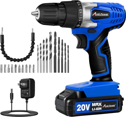 Miniatura 11 de AVID POWER Juego de taladro inalámbrico de litio de 20 V Max, kit de taladro eléctrico con batería y cargador, portabrocas sin llave de 3/8