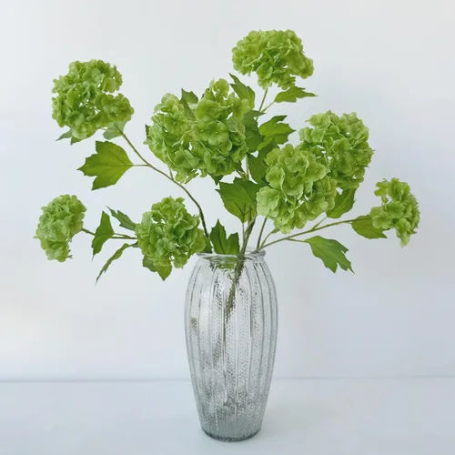 Miniatura 10 de YalzoneMet Bola de nieve artificial Viburnum 4 piezas de 26.8 pulgadas de color azul graduado, hortensias pequeñas, 2 cabezales, de látex natural