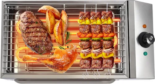 Parrilla eléctrica de barbacoa de 1800 W, parrilla antiadherente de acero inoxidable sin humo, parrilla de encimera comercial de 110 V para