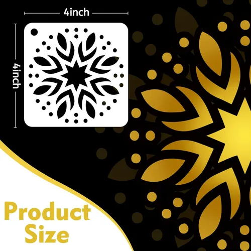 Miniatura 2 de 50 plantillas de pintura de mandala, plantillas reutilizables de mandala para pintar sobre rocas de madera, tela, tela, vidrio, cerámica, 4 x 4