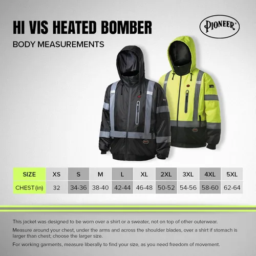 Miniatura 9 de Pioneer Hi Vis - Chaqueta bomber de seguridad climatizada impermeable - Equipo de lluvia de invierno clase 3 para hombres - Cinta reflectante