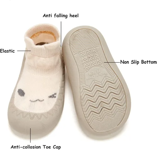 Miniatura 5 de vkxqtep Baby Sock Shoes Toddler Cartoon Rubber Sole Soft Non Slip Floor Slipper for Infant Boys Girls First Walking Indoor Baby Shoes