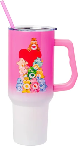 Miniatura 9 de Silver Buffalo - Vaso de acero inoxidable Sanrio Hello Kitty con flores de primavera y verano y rayas arcoíris, con asa y popote, compatible