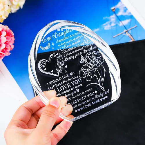 Miniatura 7 de Regalos para hija de mamá papá, regalos de cumpleaños para el día de la madre para hija adulta, recuerdos de cristal para mi hija, regalo