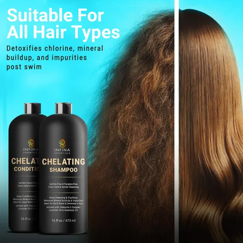 Miniatura 5 de INFINA ESSENTIALS Champú y acondicionador clarificante quelante para eliminación de agua dura y cloro 16 onzas líquidas Champú desintoxicante
