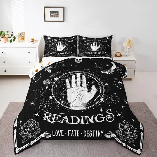Miniatura 12 de Erosebridal Juego de edredón de Halloween para niños, tamaño individual, juego de ropa de cama de calavera de azúcar para decoración de habitación