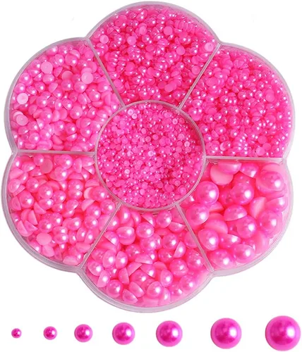 Miniatura 19 de 5700 piezas de medias perlas coloridas para manualidades, perlas de uñas para manualidades, accesorios de bricolaje, perlas de espalda plana