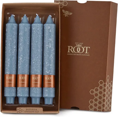 Miniatura 25 de Root Candles Juego de velas sin perfume de mezcla de cera de abeja de primera calidad, 9 pulgadas, azul Williamsburg, 12 unidades Williamsburg Azul