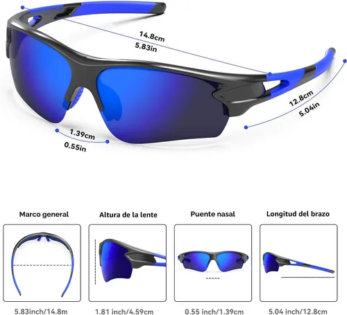 Miniatura 5 de BEACOOL Polarized Sports Sunglasses for Men Women Youth Baseball Fishing Cycling Running Golf Motorcycle Tac Glasses UV400 Azul brillante