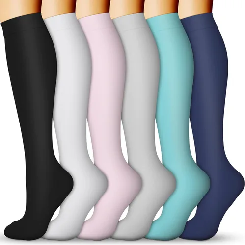 Calcetines de compresión para mujeres y hombres 15-20 mmHg, mejores para uso médico, enfermería, para correr, atletismo, varices, viajes