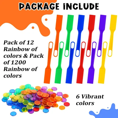 Miniatura 3 de Yunsailing Varita magnética de bingo con fichas, 606 unidades, 6 colores, varita magnética de chip de metal para aula, juego familiar, juego