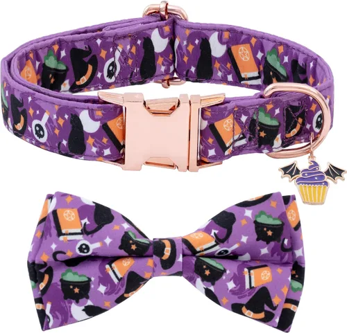 Miniatura 13 de Collar de moño para perro Faygarsle de Halloween de otoño para perros pequeños, medianos y grandes, collares de moda y lindos para perros machos
