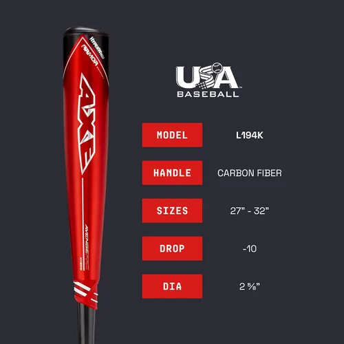 Miniatura 3 de Axe Bat 2023 Avenge Pro Hybrid (-10, 2-5/8") Bate de béisbol EUA, Híbrido de 3 piezas, Rojo/Negro