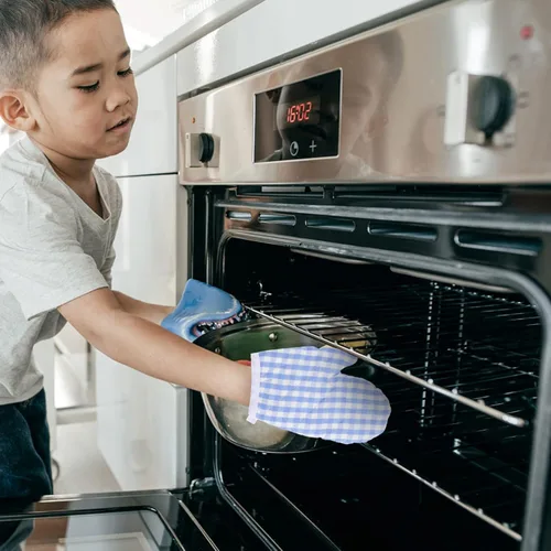Miniatura 2 de Guantes de cocina para niños, 2 unidades, guantes antiquemaduras, guantes para horno de microondas, guantes de cocina para niños pequeños, seguros