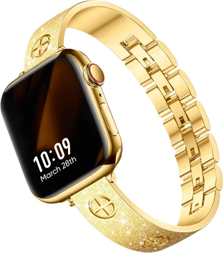 Miniatura 8 de Missair - Correa compatible con Apple Watch de 38, 40, 41, 42, 44, 45, 46, 49 mm, correa de metal de acero inoxidable para mujer, pulsera elegante
