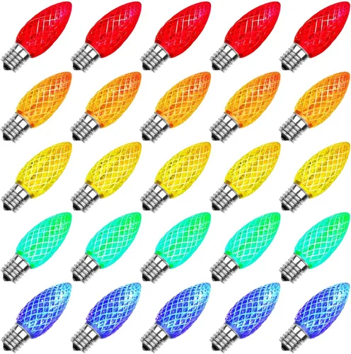Miniatura 14 de Meconard Bombillas LED C9 de repuesto para Navidad, bombillas LED inastillables C9 para luces de Navidad para interiores y exteriores, base