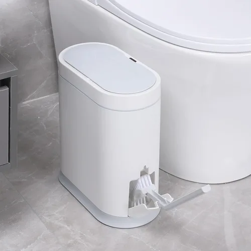 Miniatura 11 de ELPHECO Basurero de baño con tapa, contenedor de basura impermeable con sensor de 2.5 galones, cubo de basura con sensor de movimiento de 10 litros