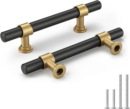 Miniatura 15 de Goldenwarm Paquete de 5 Tiradores Negros para Gabinetes de 3-1/2 Pulgadas Tiradores Negros Mate para Gabinetes - LST18BK90 Tiradores de Cajones