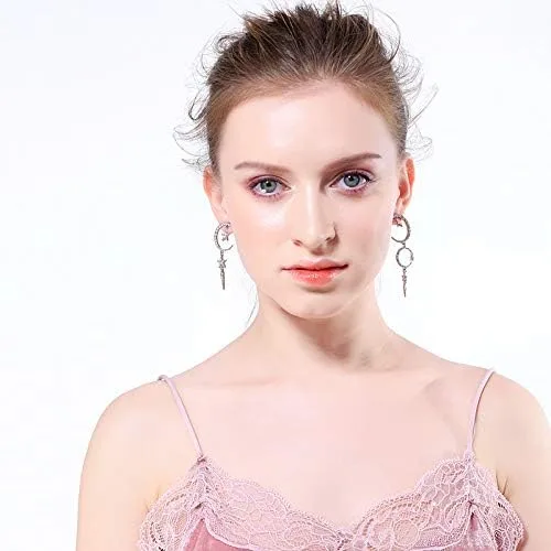 Miniatura 6 de Exaggerated - Aretes de gota con diseño de luna de sol y estrellas con diamantes de imitación punk, para mujer