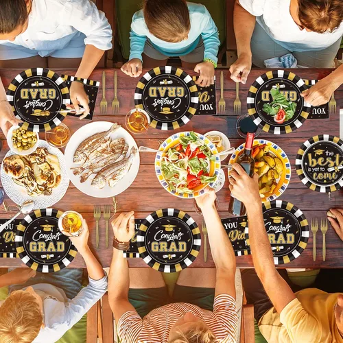 Miniatura 5 de Wiooffen Juego de 50 platos para fiesta de graduación y servilletas, suministros de felicitaciones para la clase de 2026, vajilla desechable