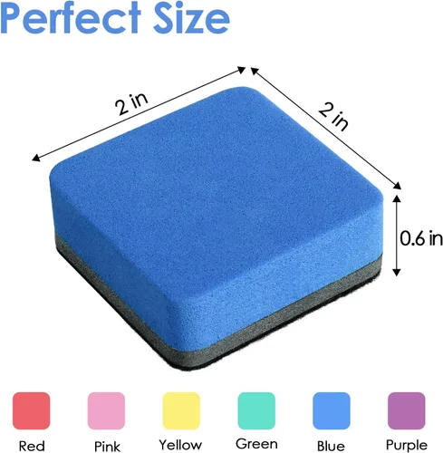 Miniatura 7 de MaxGear Borradores de Borrado en Seco, Paquete de 36 Borradores Magnéticos de Pizarra Blanca de Borrado en Seco para Aula, Mini Almohadillas