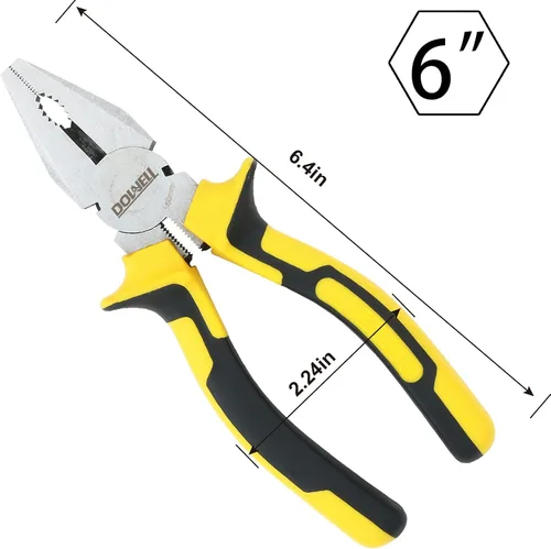Miniatura 8 de DOWELL Alicates de Liniero - Alicates Combinados con Cortador de 6 Pulgadas, Construcción de Acero al Cromo Níquel de Servicio Pesado y Mango