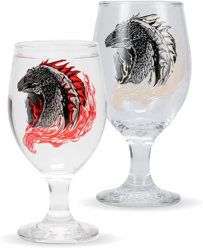 Paladone House Of The Dragon - Copa de cristal que cambia de color (10.2 onzas líquidas), mercancía y regalo de Juego de Tronos, novedad medieval de