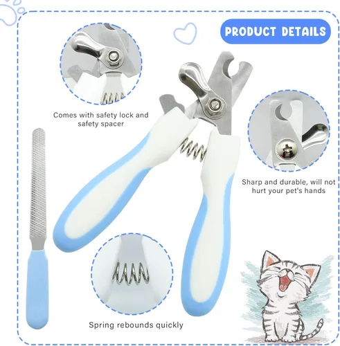 Miniatura 6 de Kit de aseo para mascotas con cepillo deslizante, cepillo de guante de masaje de baño, peine de desprendimiento de mascotas, cortaúñas, juego de 6