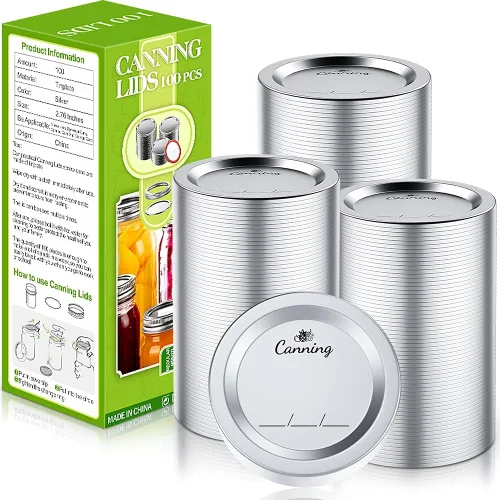 Miniatura 8 de 72 tapas de conservas con anillos para boca regular, tapas de tarros Mason de 2.77 pulgadas, boca regular, tapas y anillos reutilizables a prueba