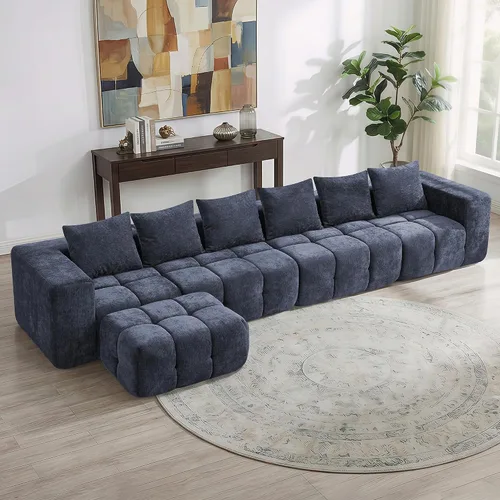 Miniatura 21 de Sofá biplaza modular sin huesos de 78.7 pulgadas, sofá de nube copetudo con asiento profundo, sofá de felpilla para sala de estar, sofá comprimido