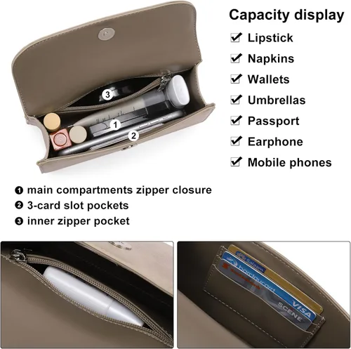 Miniatura 3 de CLUCI Riñoneras para mujer, bolsa cruzada de cuero vegano con correa ajustable, bolsa de cintura de moda, Gris