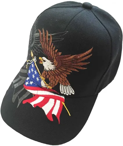 Miniatura 2 de Bandera patriótica de Estados Unidos de América, rojo, blanco, azul, estrellas voladoras, pájaros, gorra de béisbol, bordado 3D