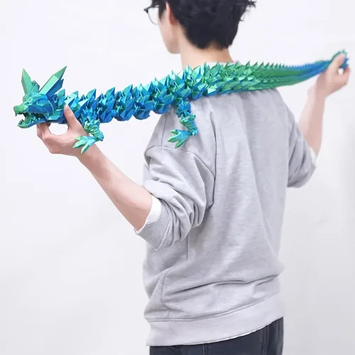 Miniatura 5 de Juguetes para ansiedad de dragón de cristal con estampado 3D súper grande de 48.82 pulgadas, figuras de animales extra largas y grandes, decoración