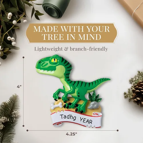 Miniatura 4 de Adorno de dinosaurio verde personalizado 2025 Personalización gratuita las 24 horas Adornos de Navidad para niños grabados con láser para árbol