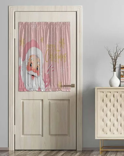 Miniatura 27 de Cortinas de puerta francesa de Navidad para ventana de puerta, panel de cortina con bolsillo para barra con alzapaños para luz lateral delantera