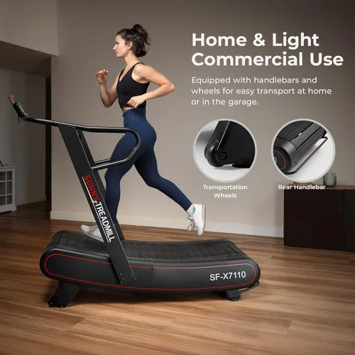 Miniatura 9 de Sunny Health & Fitness Smart Curved Manual Treadmill, Non-Motorized Self-Powered Running Machine, Heavy-Duty Commercial-Grade Endurance Training