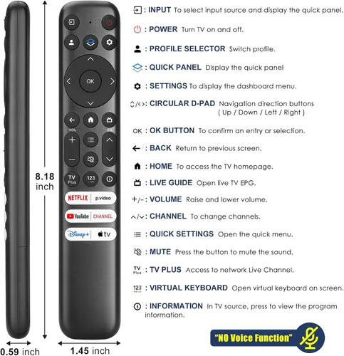 Miniatura 8 de Solo para TCL-Google-TV, reemplazo de control remoto, RC813 compatible con TCL QM8/QM7/Q7/Q6/Q5/S5/S4/S3 4K UHD HDR LED QLED QD-Mini LED Full-HD