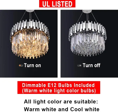 Miniatura 5 de Lámpara de araña de cristal moderna, luces colgantes cromadas, lámparas de techo con pantalla de acero inoxidable, para isla, comedor, sala